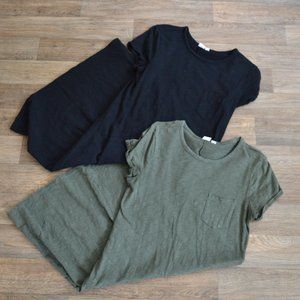 Gap Cotton T-shirt Dresses Bundle Set Lot Black and Olive Green Size Small